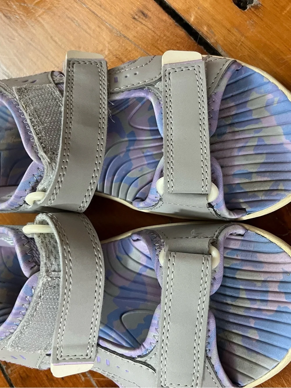 Eddie Bauer Magnolia Gray and Lavender Striped Insole Kids Sandals
